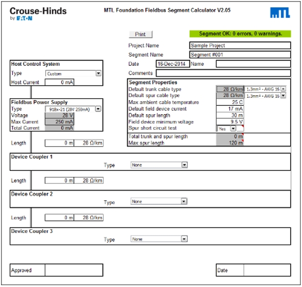 Fieldbus Segment Calculator v2.05